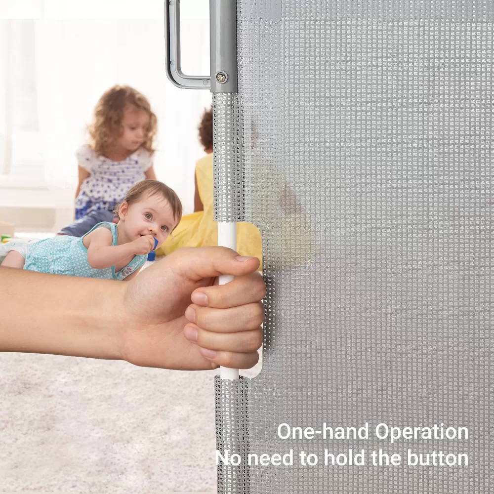Baby Safe Retractable Mesh Gate - Grey