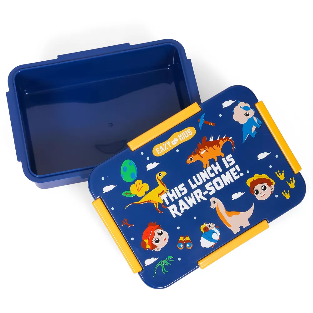 Eazy Kids School Bag Combo Set of 5 Dinosaur-Blue