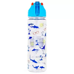 Eazy Kids Lunch Box Set and Tritan Water Bottle w/ 2in1 drinking Flip lid and Sipper Jawsome-Blue