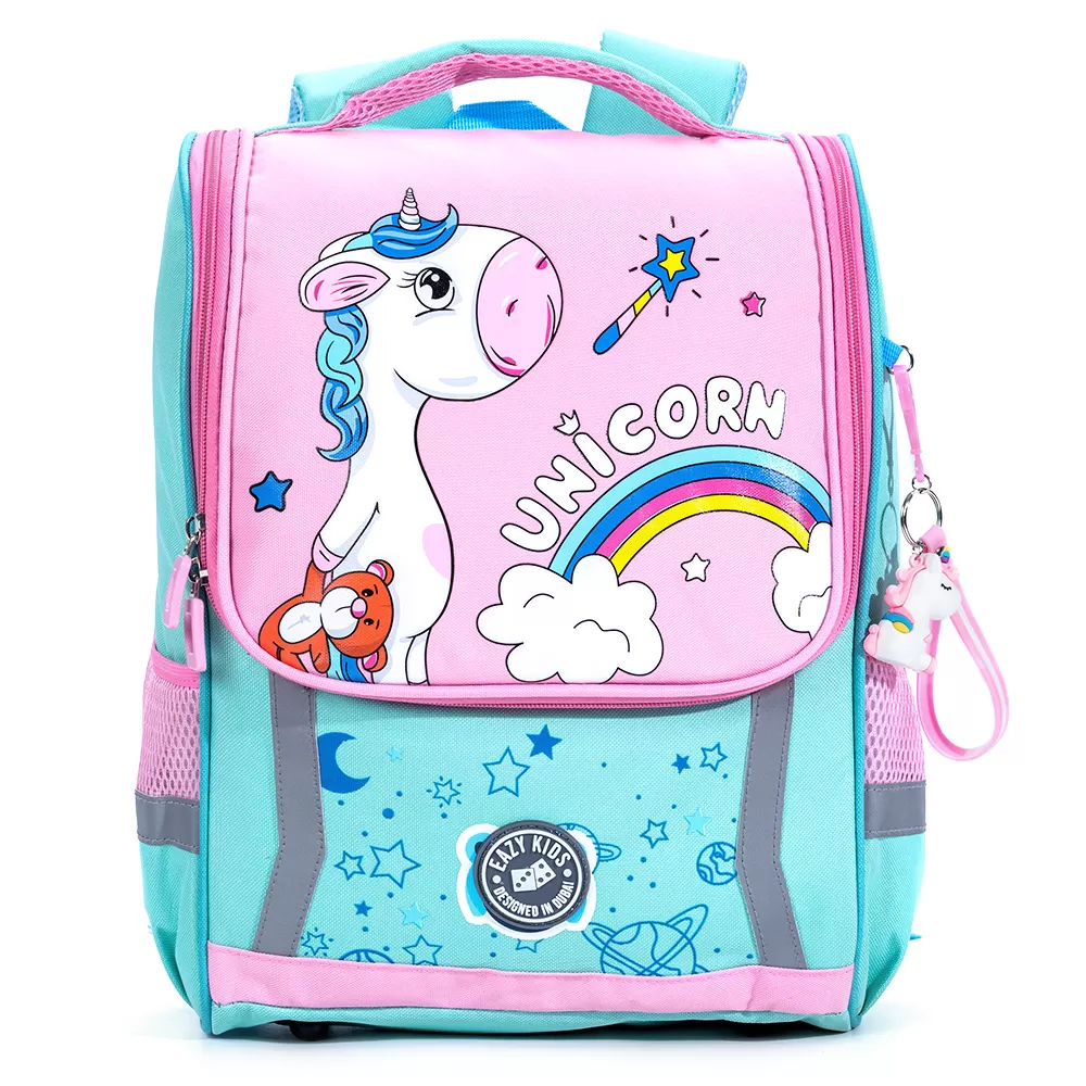 Eazy Kids School Bag Unicorn wt Trolley - Green