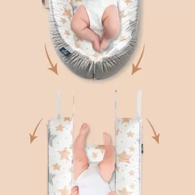 Little Story Soft Breathable fiberfill Newborn Lounger Bed with Baby Nursing and Feeding Pillow - Galaxy