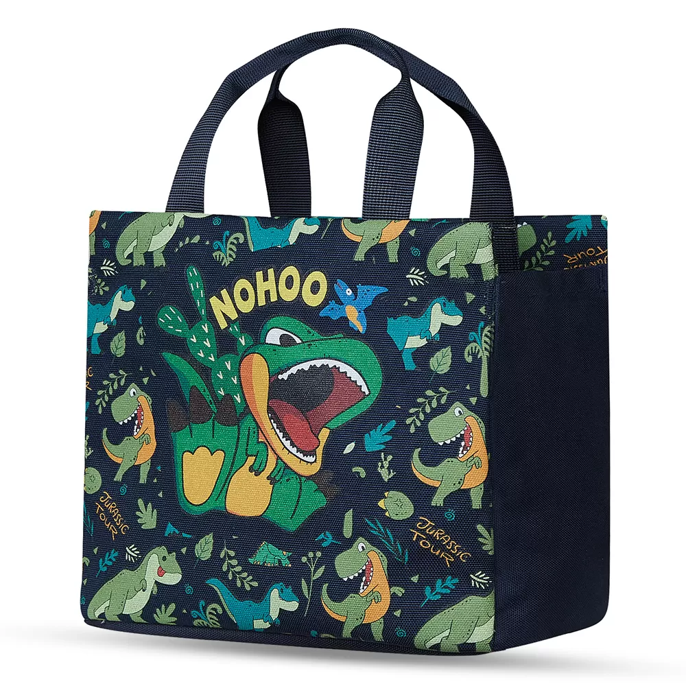 Nohoo Kids 16 Inch School Bag with Lunch Bag, Handbag and Pencil Case (Set of 4) Dino - Green