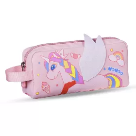 Nohoo Kids 16 Inch School Bag with Lunch Bag, Handbag and Pencil Case (Set of 4) Unicorn - Pink