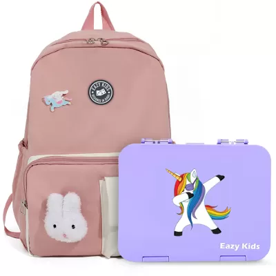 Eazy Kids Vogue School Bag wt Bento Lunch Box - Ivory