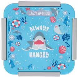 Eazy Kids Lunch Box Set and Tritan Water Bottle w/ Snack Box, Shark - Blue, 450ml