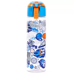 Eazy Kids Lunch Box Set and Tritan Water Bottle w/ Spray, Soccer - Blue, 750ml
