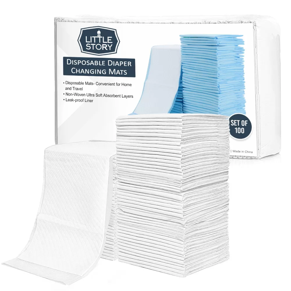 Little Story Diaper Caddy with 100pcs Blue Changing Mats - Grey