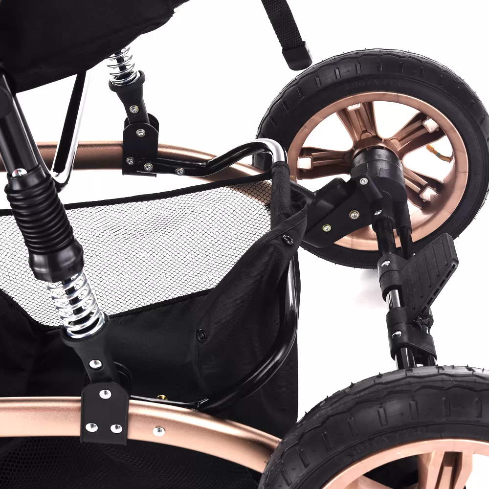 Teknum 3 in 1 Pram stroller with Sunveno Fashion Diaper Tote Bag- Khaki