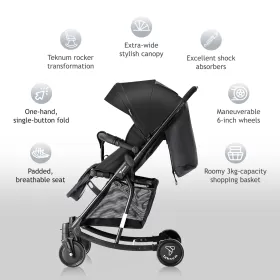 Teknum Stroller With Rocker with Blue Fashion Diaper tote Bag- Black