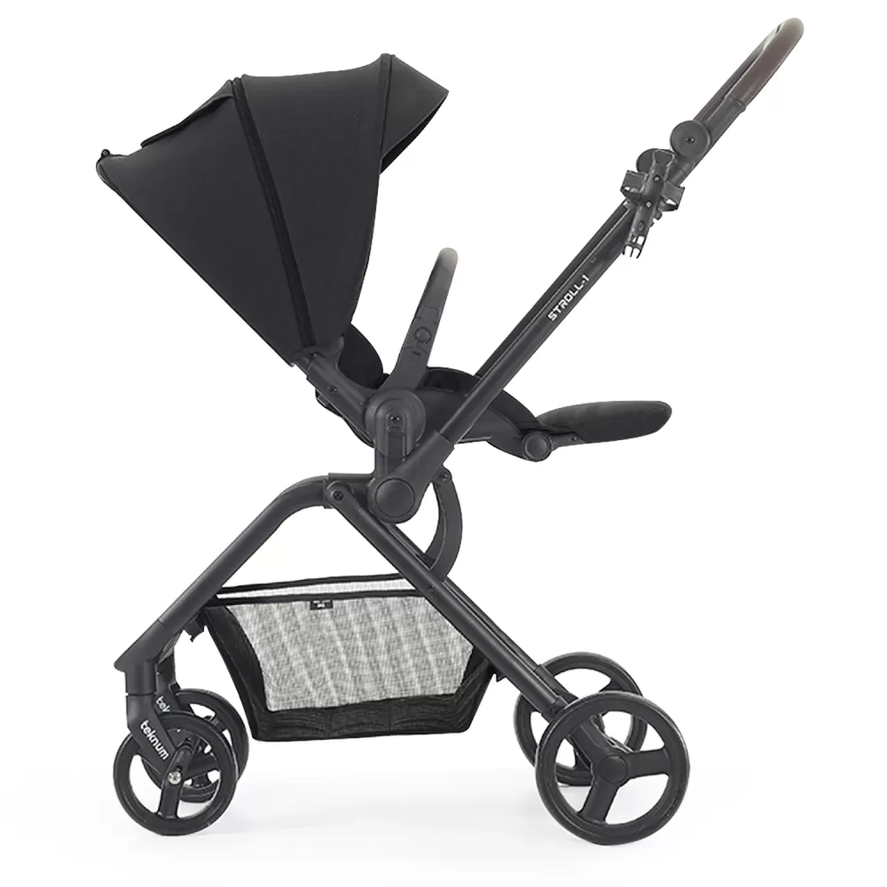 Teknum STROLL-1 Travel System w/Reversible Stroller and Compacto Baby Car Seat-Black