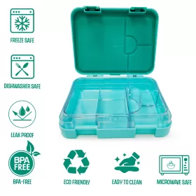 Eazy Kids 6 & 4 Convertible Bento Lunch Box wt Sandwich Cutter Set-Unicorn Green