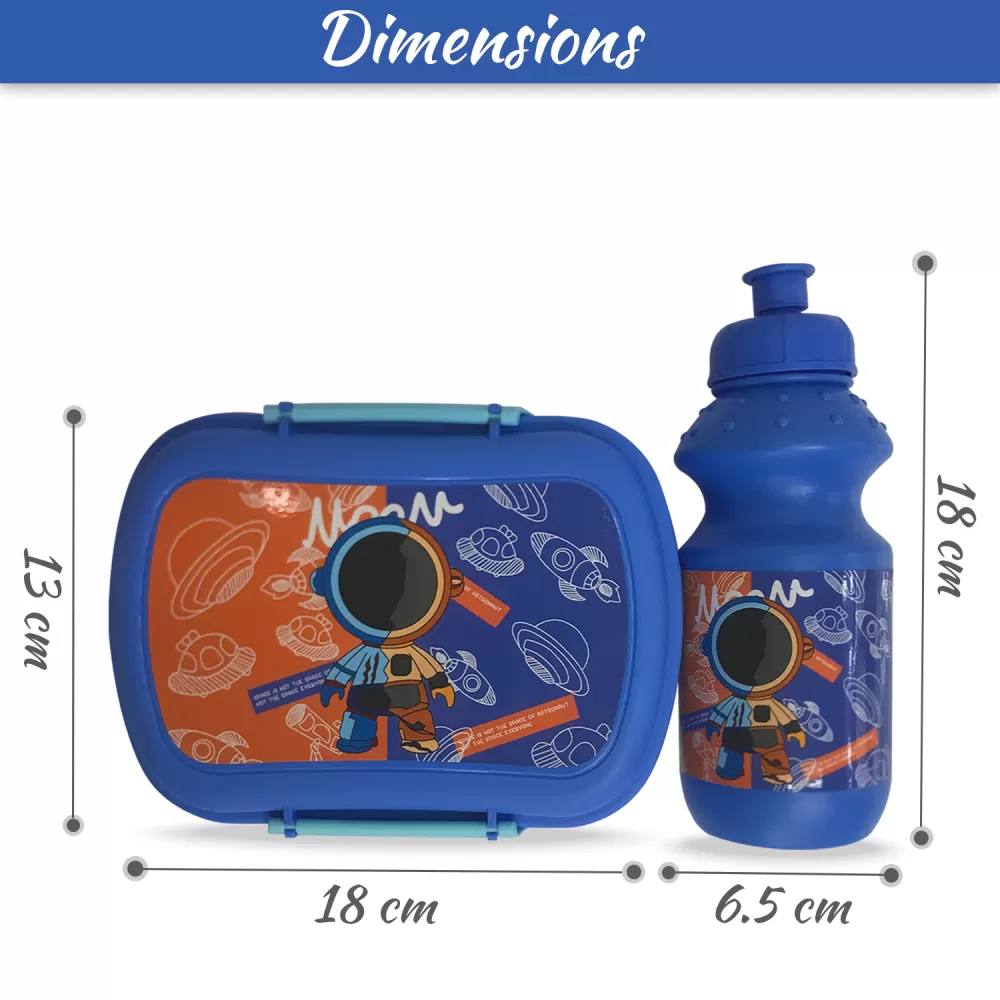 Eazy Kids - Set of 2 - Lunch Box &amp; Water Bottle - Astronaut Blue