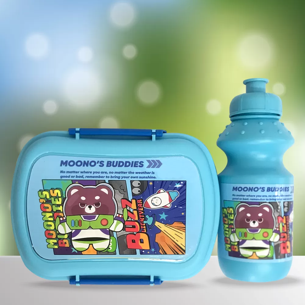 Eazy Kids - Set of 2 - Lunch Box &amp; Water Bottle - Buddies Blue