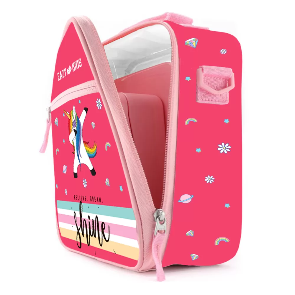 Eazy Kids Bento Boxes wt Insulated Lunch Bag Combo- Unicorn Pink