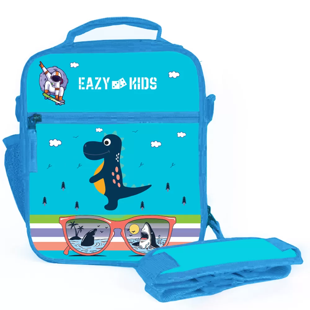 Eazy Kids Bento Boxes wt Insulated Lunch Bag Combo- Dino Blue