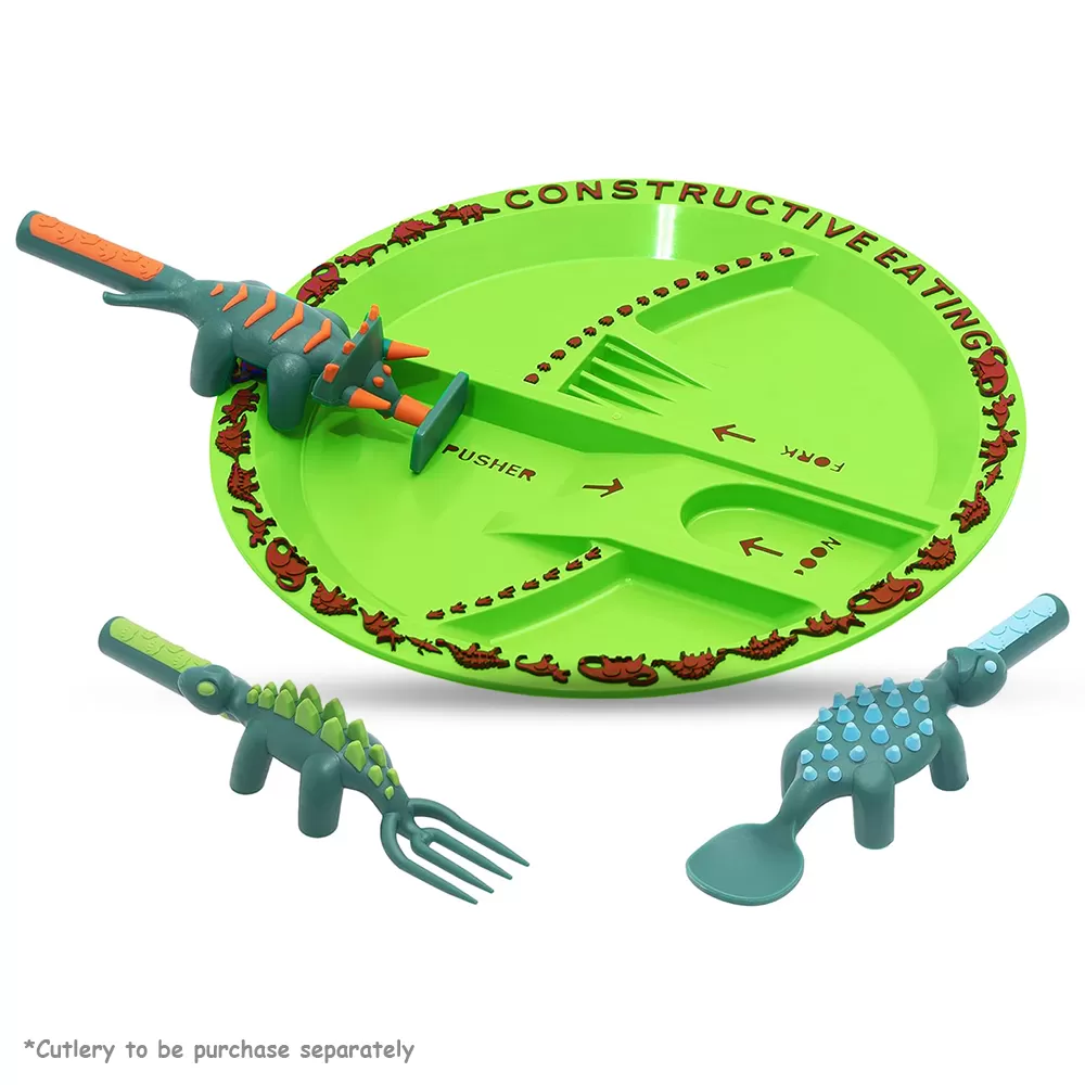 Eazy Kids Eating Plate - Dinosaur Green