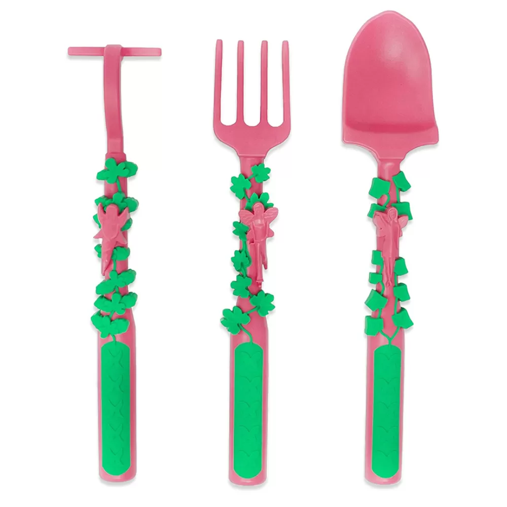 Eazy Kids Spoon, Fork &amp; Pusher - Pink, Gardening, 3Pcs