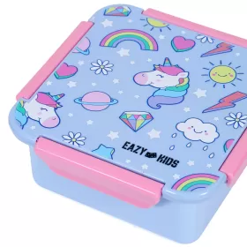 Eazy Kids Unicorn Snack/Lunch Box-Pink