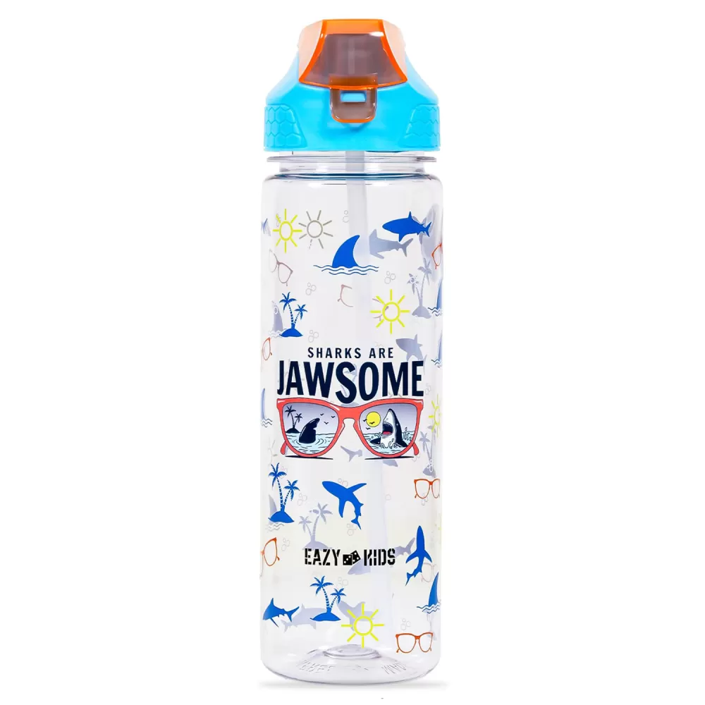Eazy Kids Jawsome Shark 2-In-1 Tritan Water Bottle-Blue (650ml)