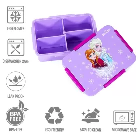 Disney Frozen Princess 1/2/3/4 Compartment Convertible Bento Lunch Box-Purple