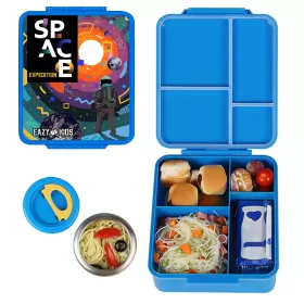 Eazy Kids Jumbo Bento Lunch Box w/t Insulated Jar-Space Expedition Blue