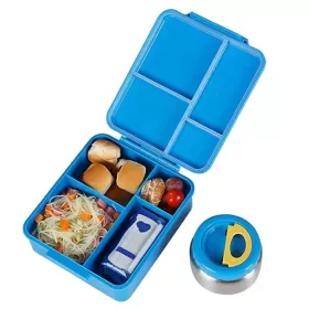 Eazy Kids Jumbo Bento Lunch Box w/t Insulated Jar-Space Expedition Blue