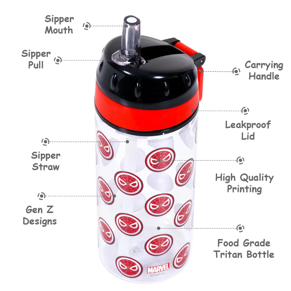 Marvel Spider-Man Tritan Water Bottle w/Carry handle-Black Red(420ml)