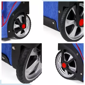 Eazy Kids-18" Set of 2 Formula Racing Big Wheel Trolley School & Pencil Case-Blue