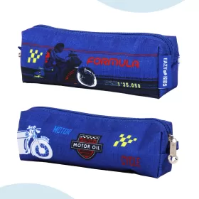 Eazy Kids-18" Set of 2 Formula Racing Big Wheel Trolley School & Pencil Case-Blue