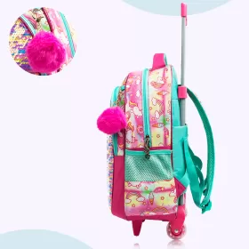 Eazy Kids-16" Set of 3 Trolley School Bag Lunch Bag & Pencil Case Unicorn-Pink