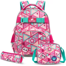 Eazy Kids-18" School Bag Lunch Bag Pencil Case Set of 3 Panda-Pink