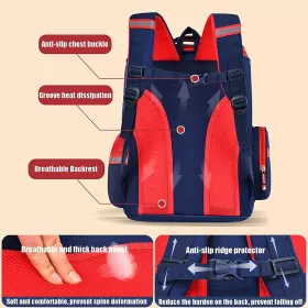 Eazy Kids-Back to School-16" Ergonomic School Backpack-Blue