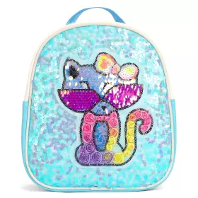 Eazy Kids-Sequin School Backpack-Cat Green