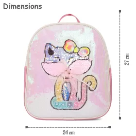 Eazy Kids-Sequin School Backpack-Cat Pink