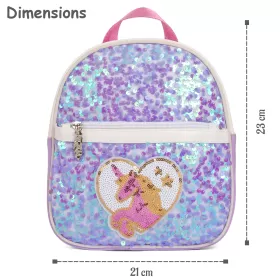 Eazy Kids-Sequin School Backpack-Horse Purple