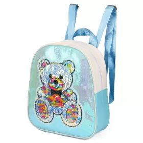 Eazy Kids-Sequin School Backpack-Teddy Green