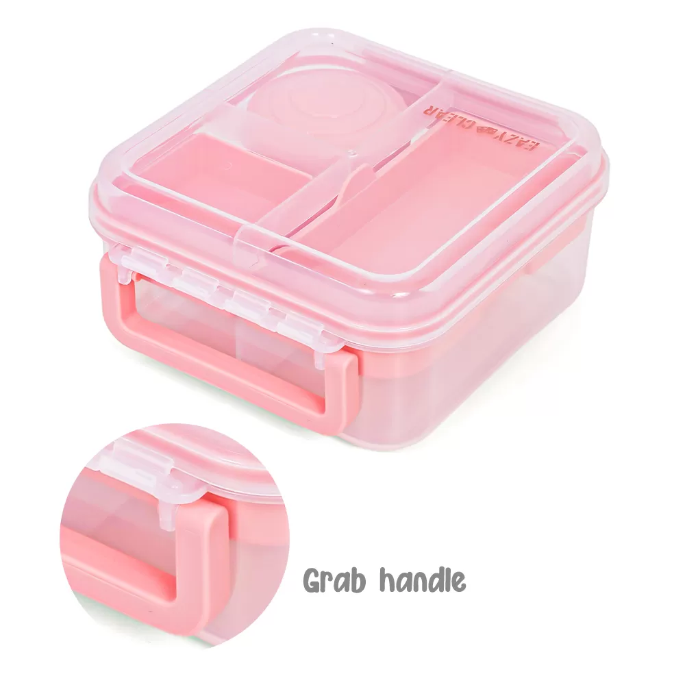 Eazy Kids 3/4/5 Compartment Convertible 1250ml Bento Lunch Box with 150ml Gravy Bowl - Pink