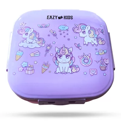 Eazy Kids Square 1000ml Bento Lunch Box - Unicorn Purple
