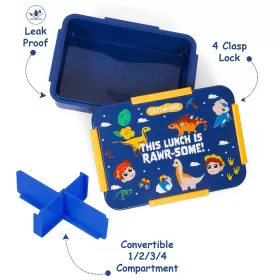 Eazy Kids Lunch Box, T-Rex - Blue, 850ml