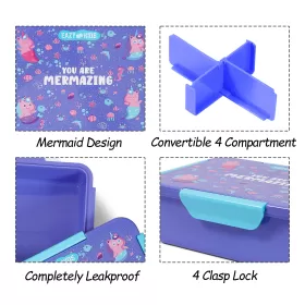 Eazy Kids Lunch Box, Mermaid - Purple, 850ml