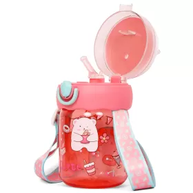 Eazy Kids Water Bottle 580ml wt straw - Rose Red