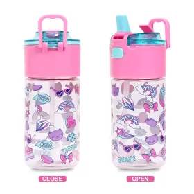 Eazy Kids Tritan Water Bottle w/ Snack Box, Gen Z - Pink, 450ml