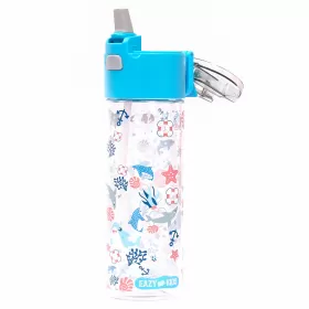 Eazy Kids Tritan Water Bottle w/ Snack Box, Shark - Blue, 450ml