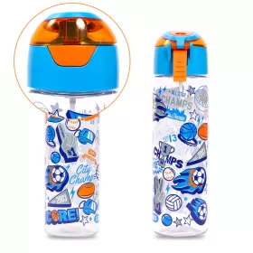 Eazy Kids Tritan Water Bottle w/ Spray, Soccer - Blue, 750ml