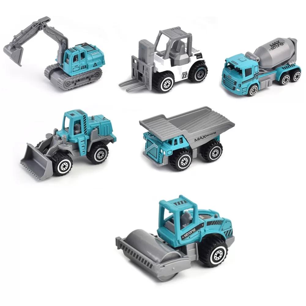 Little Story Alloy Sliding Engineering Toy Truck (6 Pcs)-Multicolor