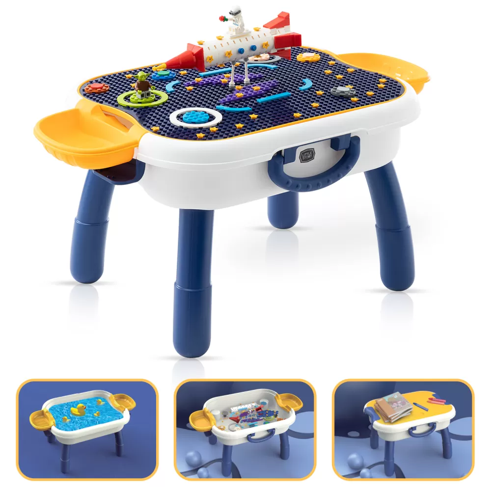 Little Story 4 In 1 Block Activity Table with Blocks - Blue