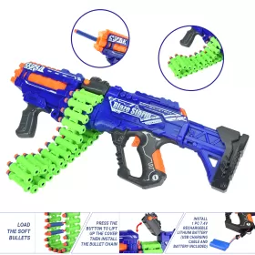 Little Story Kids Battery Operated Green Bullet Gun wt 40pcs Soft Bullets - Blue