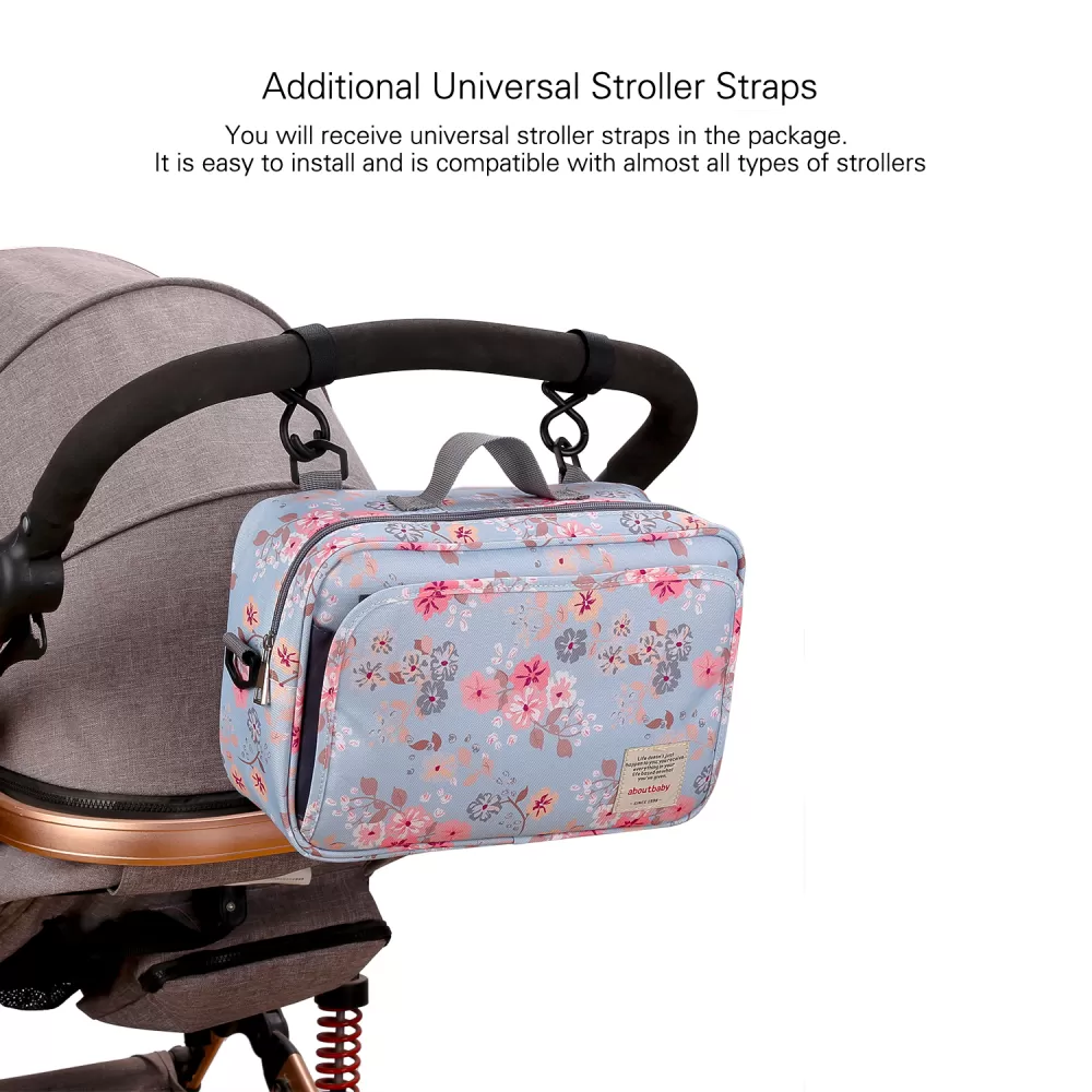 Little Story Baby Diaper Changing Clutch Kit-Floral Grey