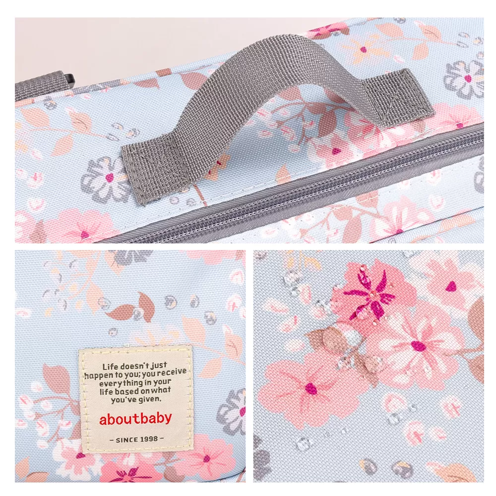 Little Story Baby Diaper Changing Clutch Kit-Floral Grey