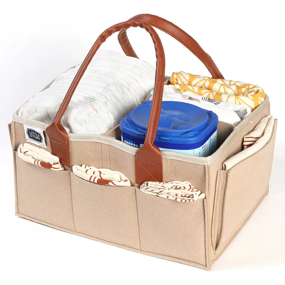Little Story Diaper Caddy+Travel Pouch-Medium-Ivory